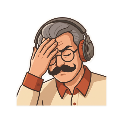 Dad covers his face with one hand