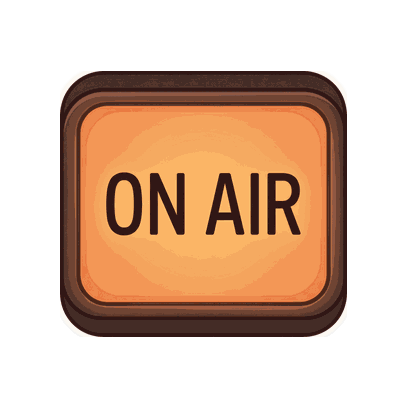 A glowing ON AIR studio sign